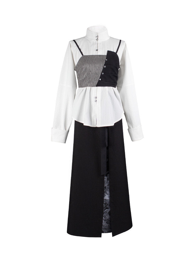 New Chinese Style Long Sleeve Shirt & Spiral Wrap Skirt - Duihaoruzuo 对号入座 (Preorder)