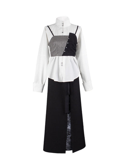 New Chinese Style Long Sleeve Shirt & Spiral Wrap Skirt - Duihaoruzuo 对号入座 (Preorder)