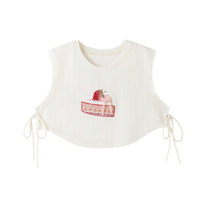 Ming Dynasty Modern Hanfu Cute Knit Top and Mini Mamianqun - Strawberry Cake 草莓千层酥
