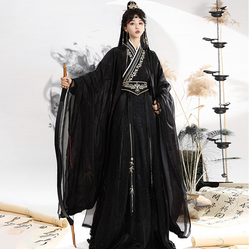 Wei Jin Dynasty Men and Women Qiyao Ruqun Hanfu | Starry Night 暗夜星辰