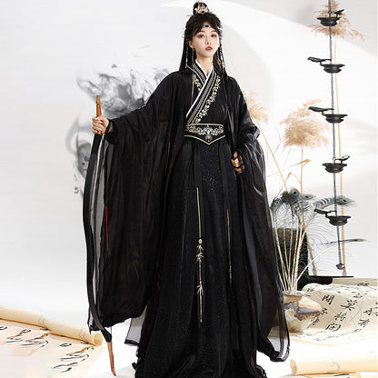 Wei Jin Dynasty Men and Women Qiyao Ruqun Hanfu | Starry Night 暗夜星辰