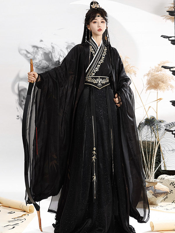 Wei Jin Dynasty Men and Women Qiyao Ruqun Hanfu | Starry Night 暗夜星辰
