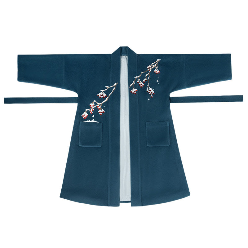 New Chinese Style Wool Beizi Coat and Wrap Skirt - Frost 霜降 (Preorder)
