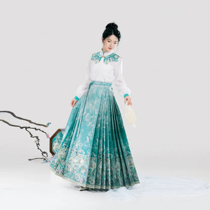Chinese Long Sleeve Shirt & Mamian Skirt Outfit | Oceania 蜉蝣