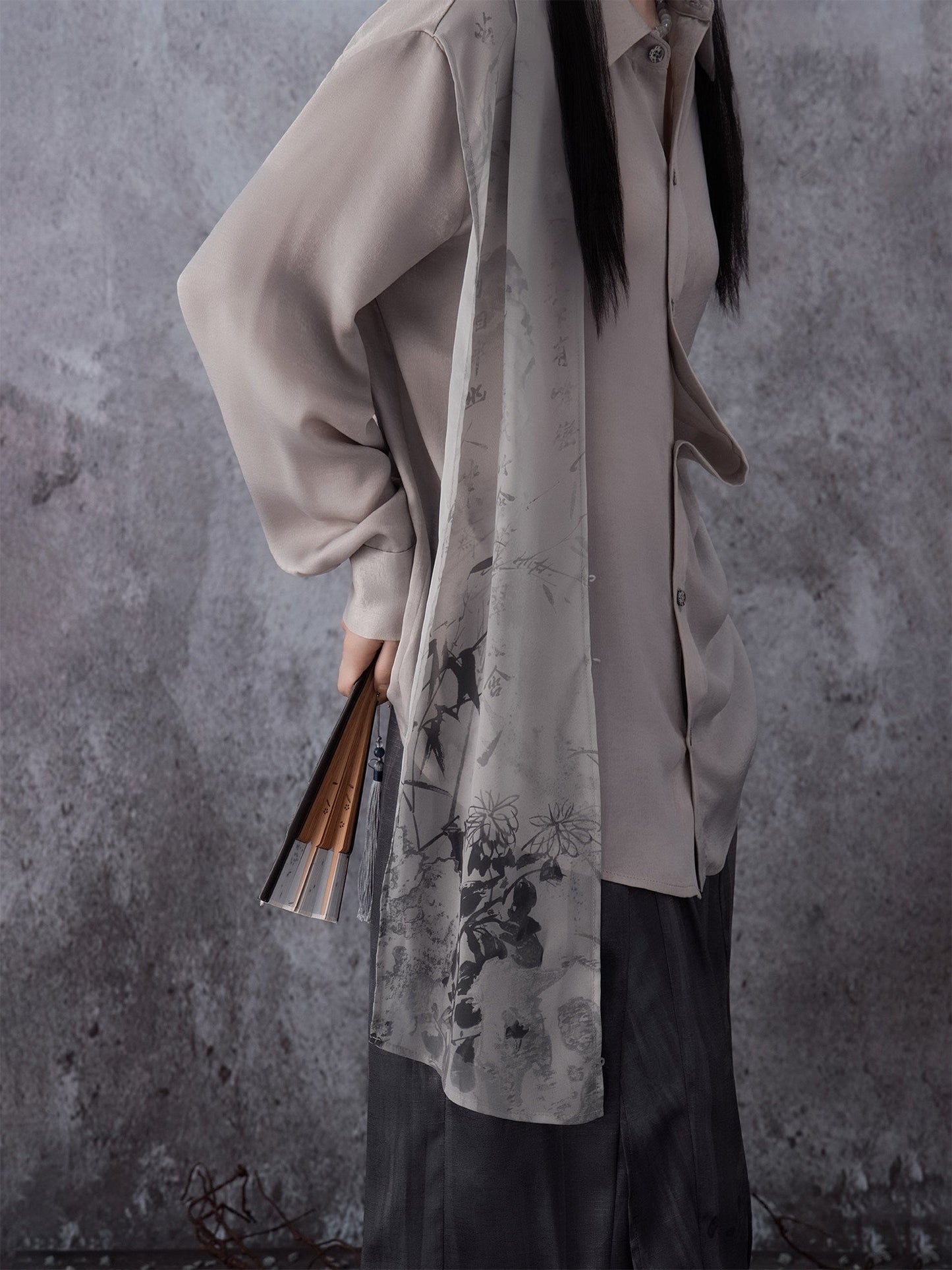 New Chinese Style Drape Long Sleeve Top - Floating Bamboo Leaf 竹叶飘片 (Preorder)