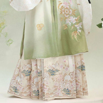 Ming Dynasty Square Collar Vest & Printed Mamian Skirt | Paper Kite 纸鸢