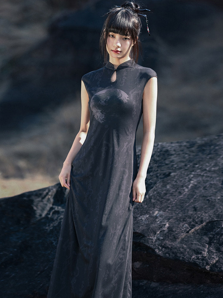 New Chinese Style Chinese Character Print Cheongsam Dress