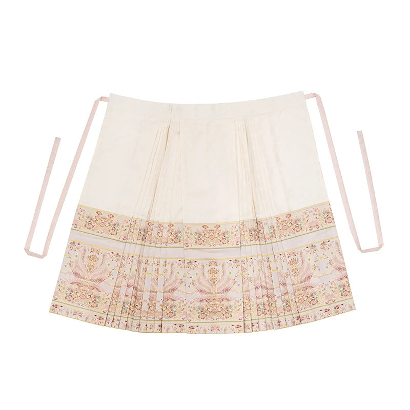 Ming Dynasty Traditional Hanfu Set & Mamian Skirt | Golden Peony Feathers 金丝粉羽