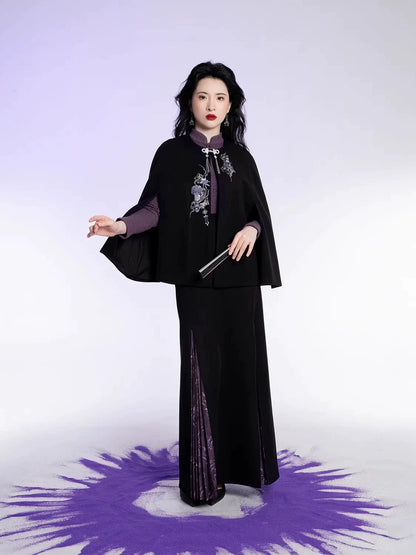 New Chinese Style Women Cape Coat, Knit Top & Three Pleat Skirt - Oriental Witch 东方魔女 (Preorder)