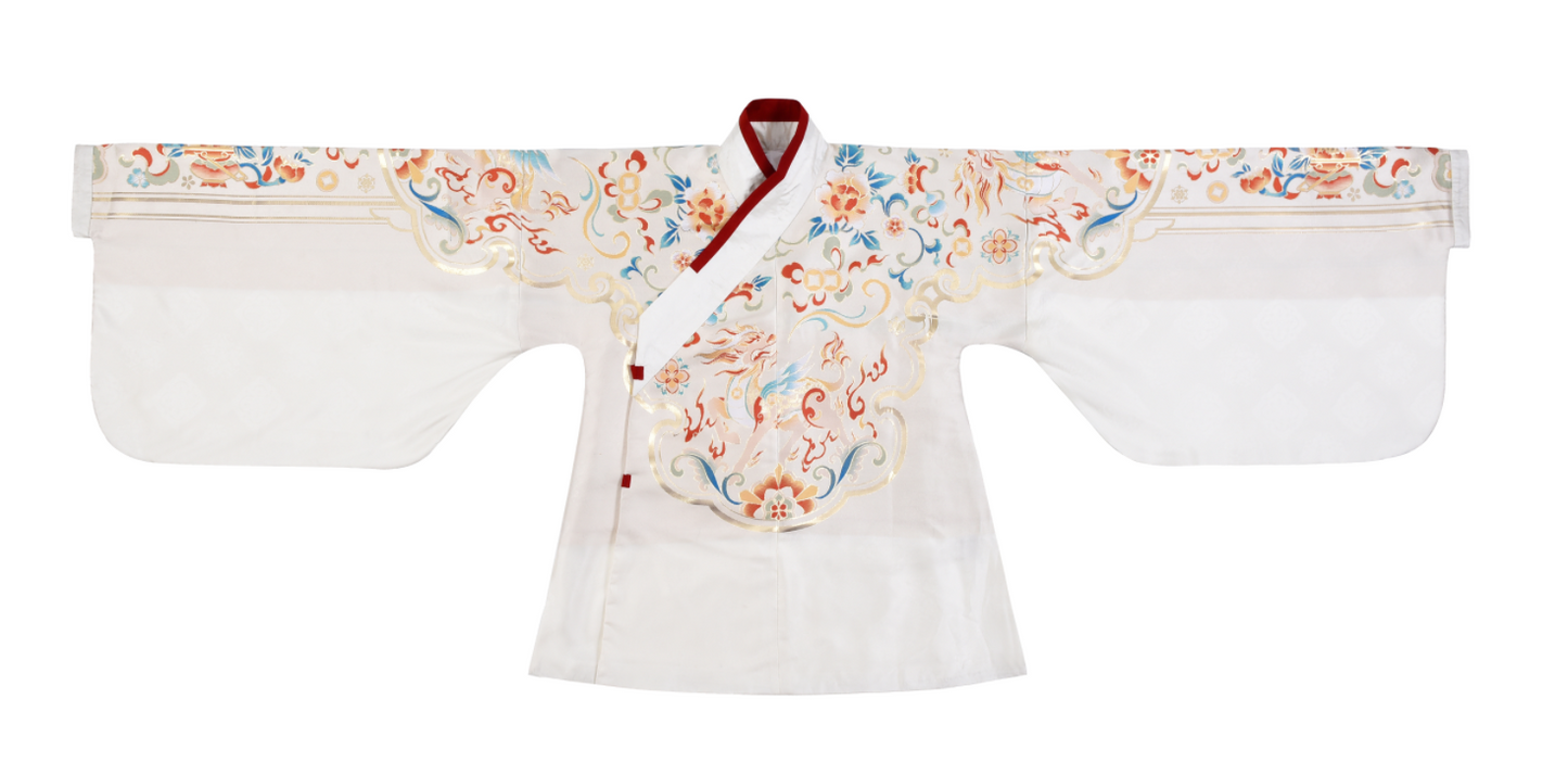 Ming Dynasty White Pipa Sleeve Top & Red Woven Horse Face Skirt | As Wished 如愿