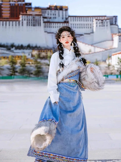 Soul of the Plateau - Spring Tibetan Embroidered Robe Ethnic Style Photography Outfit