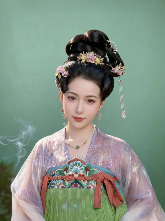 Wisteria Glazed Flower Earrings traditional Chinese jewelry - close-up