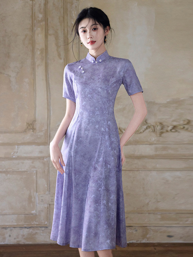 Short Sleeve A Line Modern Cheongsam | Ziye