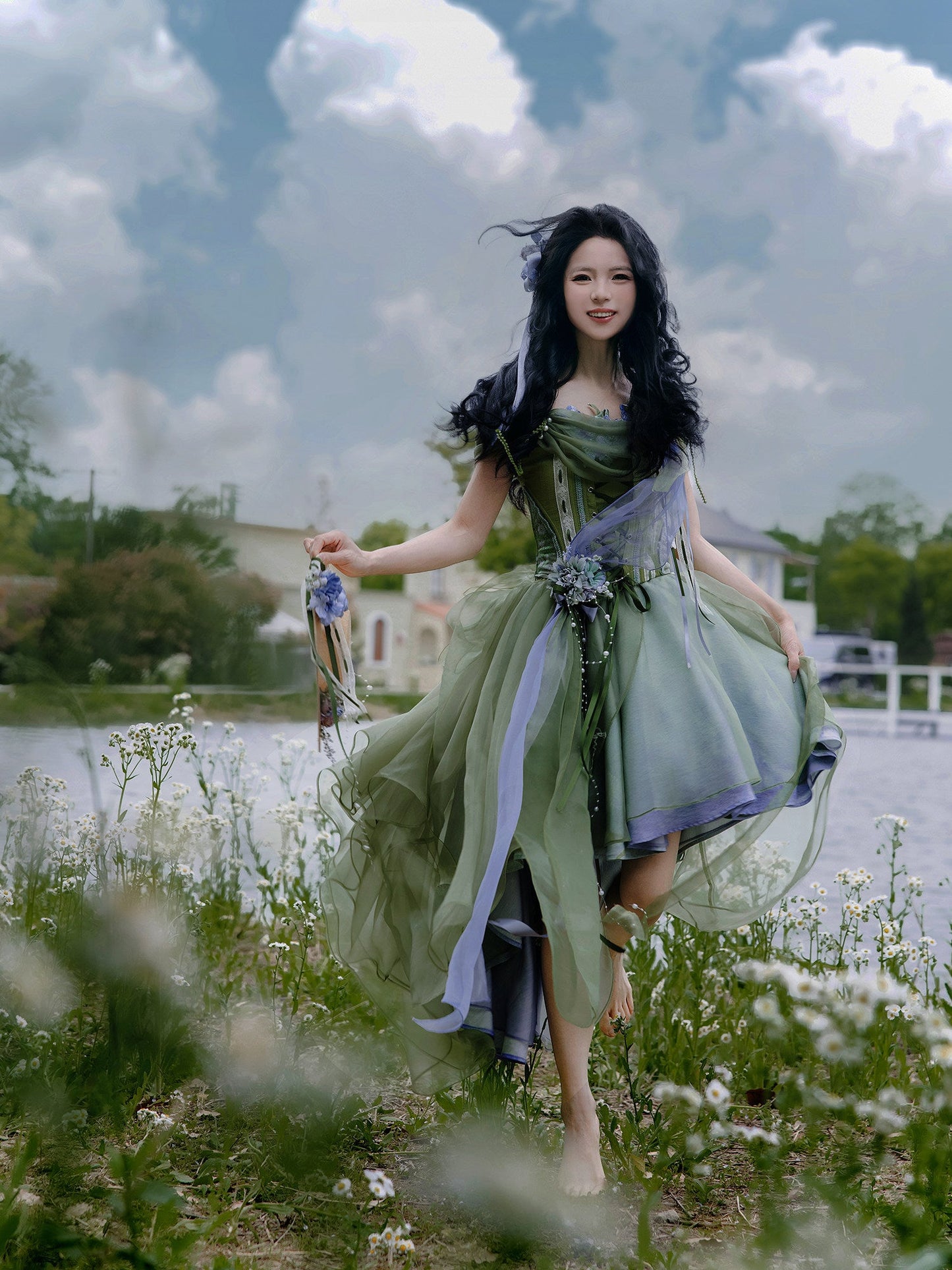 New Chinese Style Green Forest Bustier and Skirt - A Midsummer Night's Dream 仲夏夜之梦