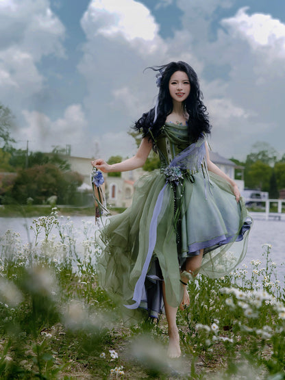 New Chinese Style Green Forest Bustier and Skirt - A Midsummer Night's Dream 仲夏夜之梦