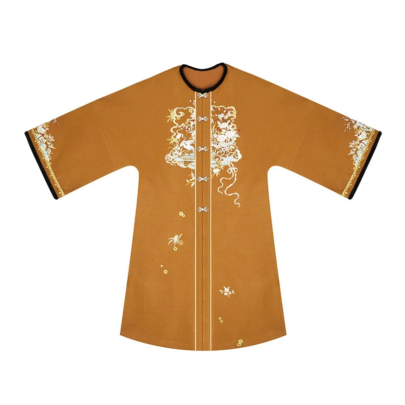Ming Dynasty Modern Hanfu Round Neck Jacket with Mamianqun - Fulu 岁朝福鹿