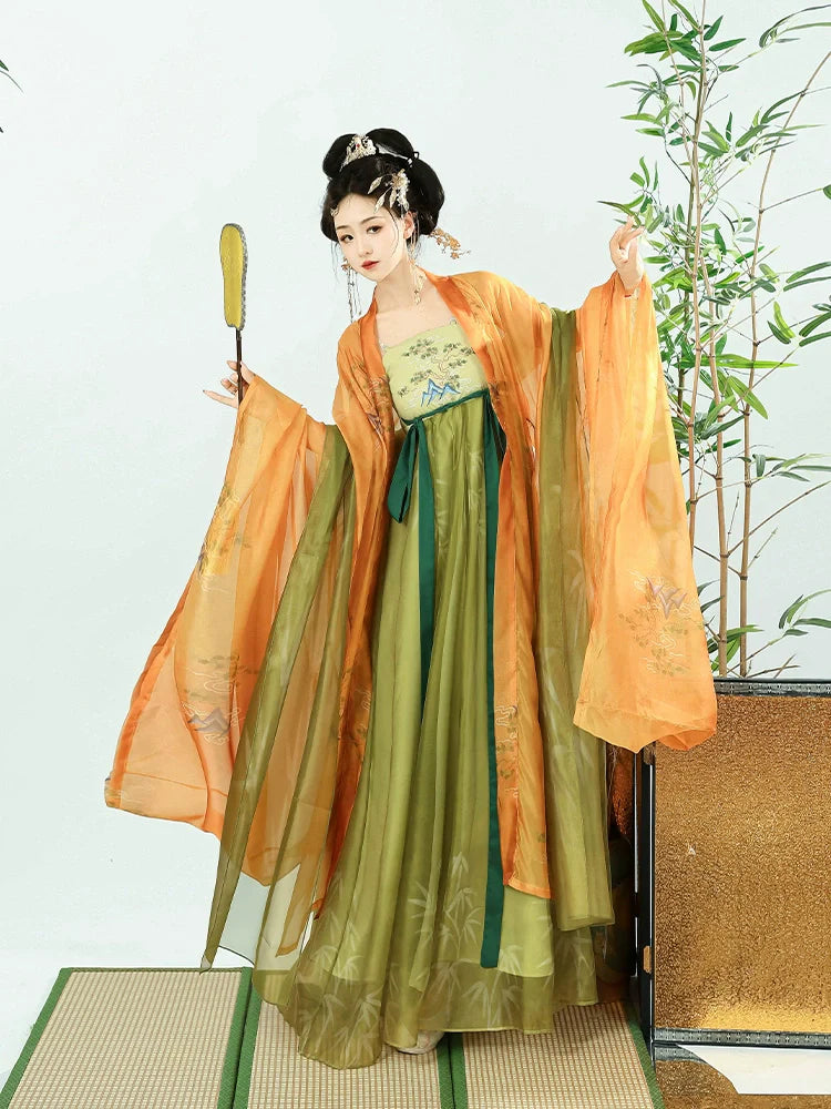Bamboo Stream 竹涧松 - Tang Dynasty Style Hanfu Dress Heziqun