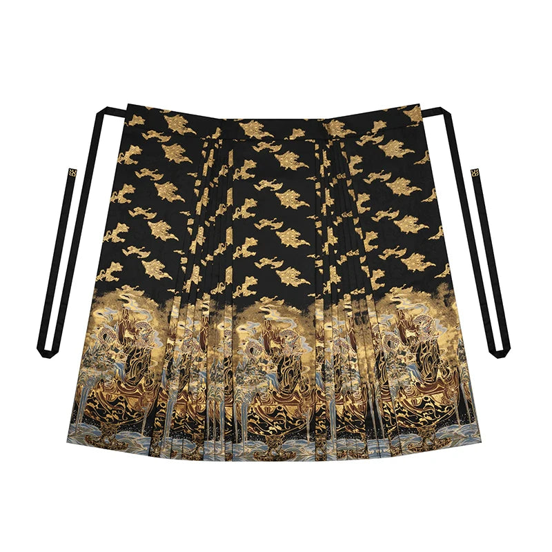 Ming Dynasty Modern Hanfu Mamianqun Outfit - Copper Furnace 铜炉