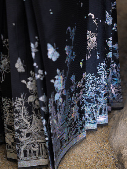 New Chinese Style Winged Sleeve Top and Mamianqun Hanfu Set - Guest of Human Realm 人间客