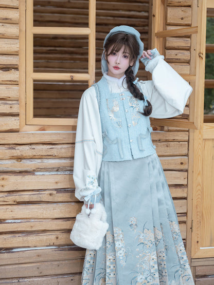Ming Dynasty Modern Hanfu Bijia and Mamianqun - Sea Salt Cream 海盐奶霜