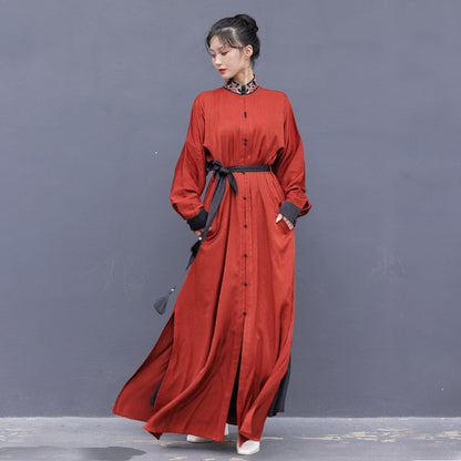 New Chinese Style Wuxia Style Collared Dress - Gongchaosheng 共潮生