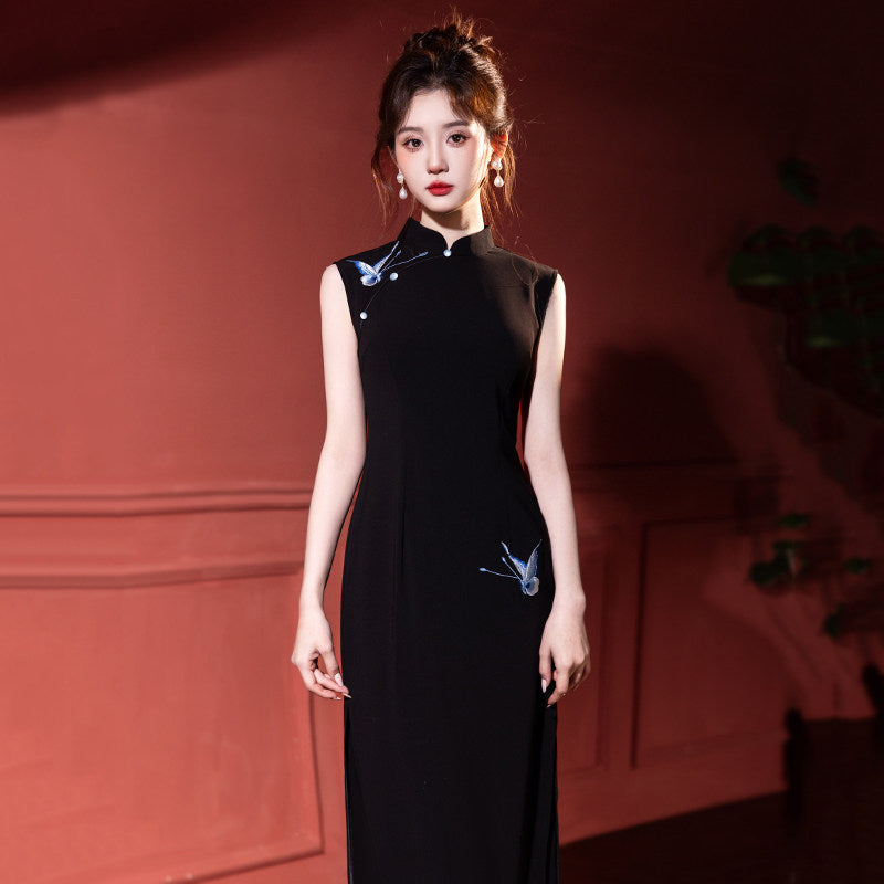 Sleeveless Midi Cheongsam | Butterflies
