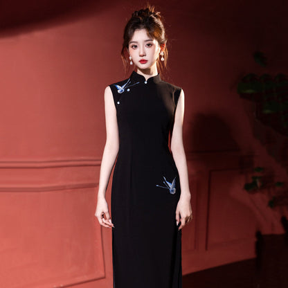 Sleeveless Midi Cheongsam | Butterflies
