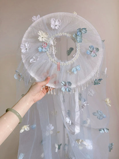 Flower Curtain Veil Hat (帷帽) - Tang Style with Flower Tassels