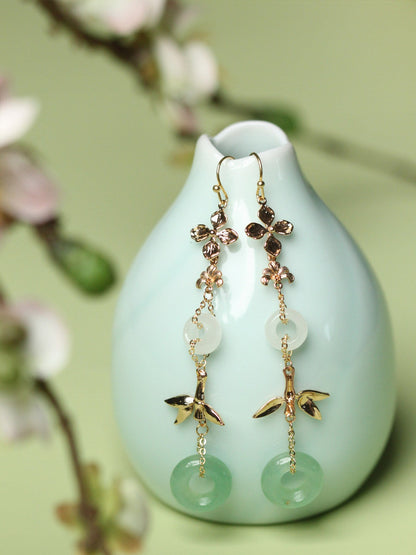Aventurine Jade Ring Earrings | Hanfu Jewelry