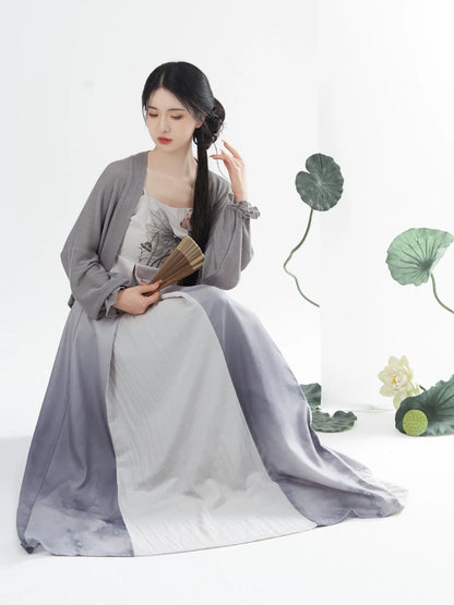 Modern Tang Dynasty Hanfu Slip Dress Set - Wuhefeng 芜荷风 (Preorder)