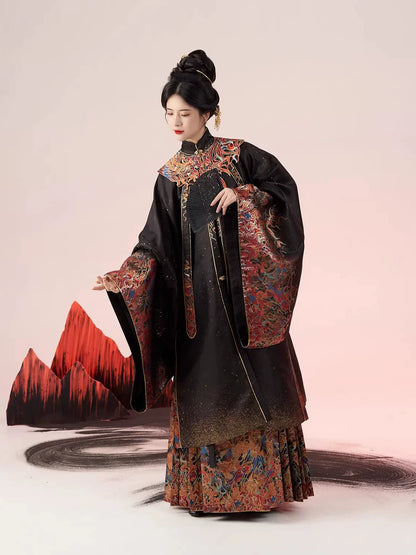 Ming Dynasty Traditional Hanfu Set & Mamian Skirt | Crimson Feathers 赤羽