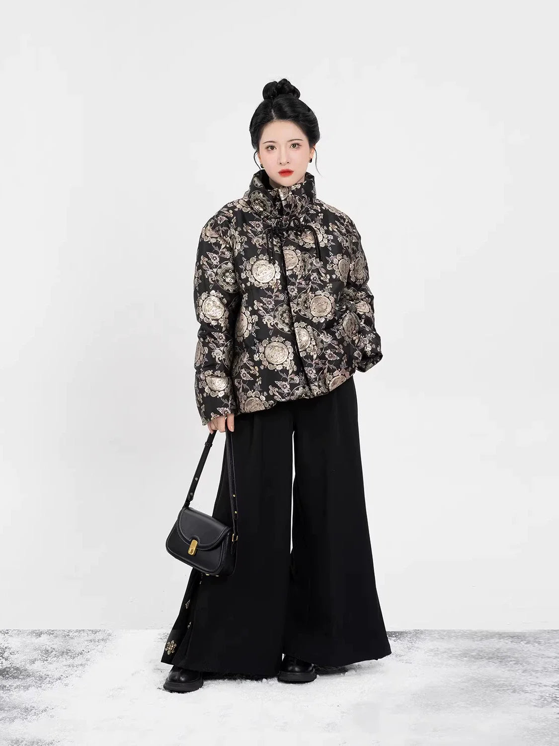 New Chinese Style Women Down Jacket Puffer Coat - Clear Mirror 镜花明 (Preorder)
