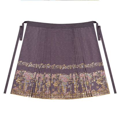 Ming Dynasty Hanfu Set with Robe & Violet Mamian Skirt | Misty Vines 紫雾青藤