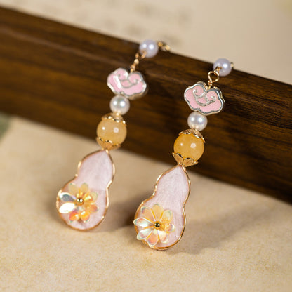 Pink Ancient Gourd Earrings | Hanfu Jewelry