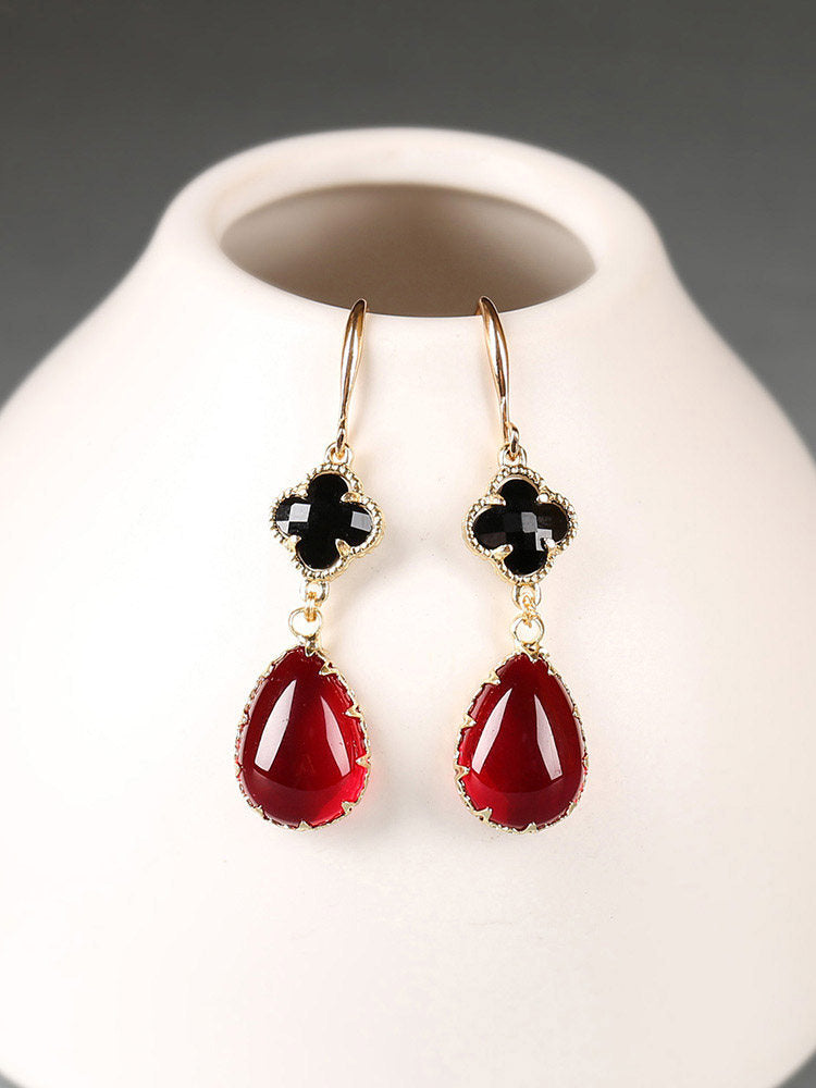 Four Leaf Clover Drop Earrings | Cheongsam Jewelry