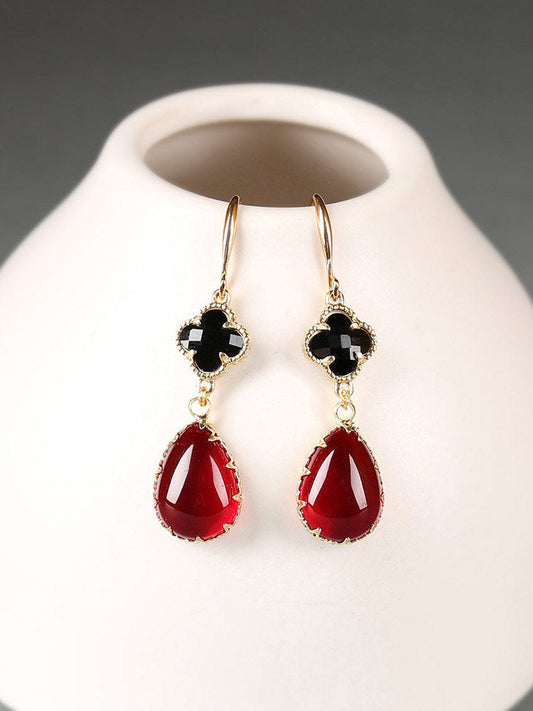 Four Leaf Clover Drop Earrings | Cheongsam Jewelry