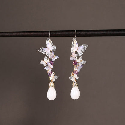 Amethyst Butterfly Drop Earrings | Cheongsam Jewelry