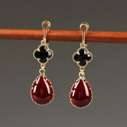 Four Leaf Clover Drop Earrings | Cheongsam Jewelry