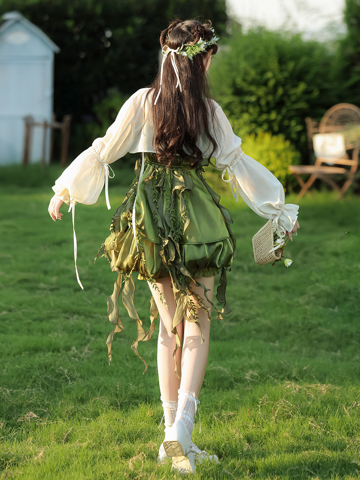 New Chinese Style Forest Green Slip Dress and Cardigan for Summer - Wizard of Oz 绿野仙踪