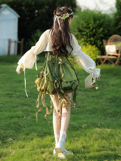 New Chinese Style Forest Green Slip Dress and Cardigan for Summer - Wizard of Oz 绿野仙踪