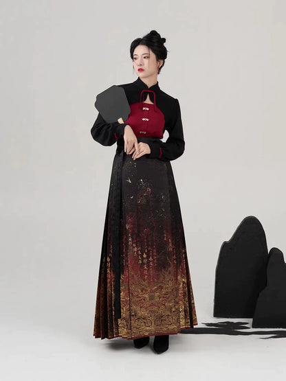 Ming Dynasty Modern Hanfu Mamianqun Outfit - Dansha 丹砂