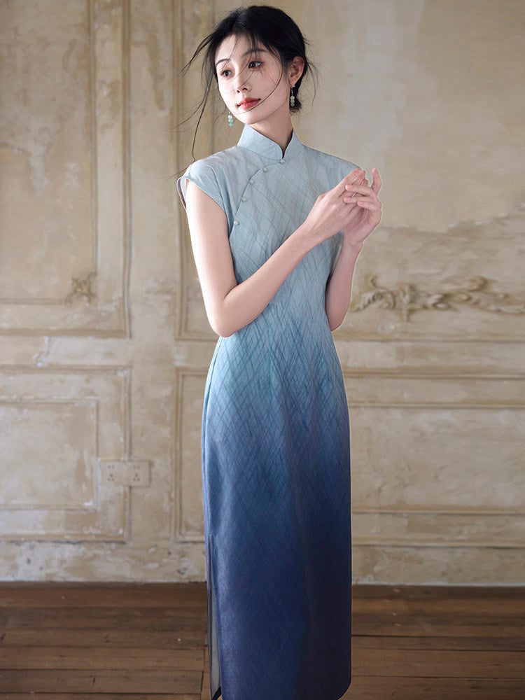 Short Sleeve Midi Cheongsam | By the Ocean