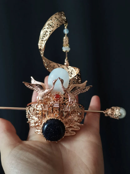 Spiral Cranes - Unisex Hanfu Hair Crown
