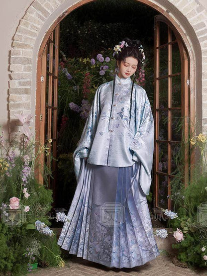 Ming Dynasty Golden Moonlight Pipa Sleeve Top & Mamianqun | Music under the Moon 月下弦音