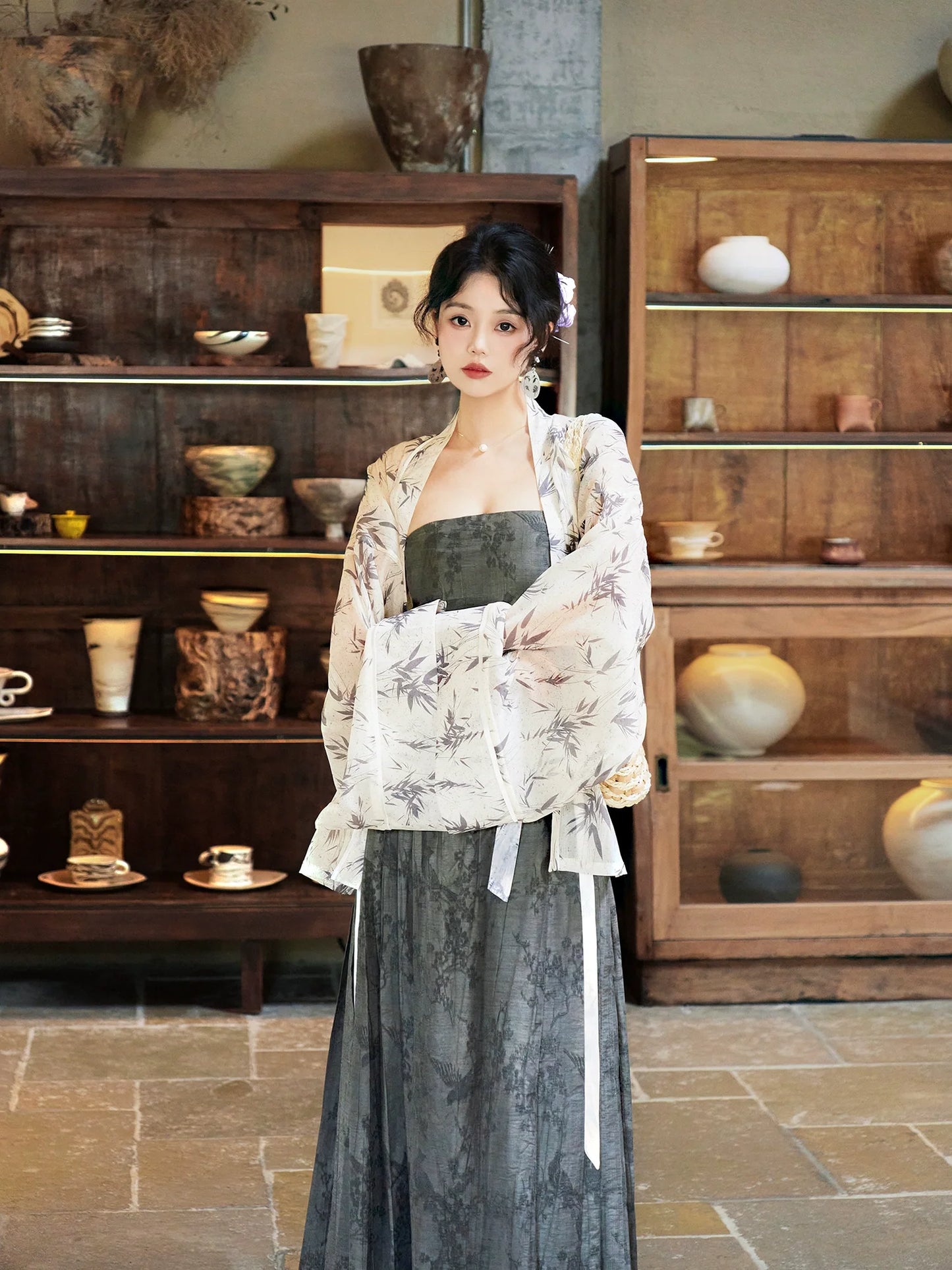 Xiaoxiang Bamboo 潇湘竹 - New Chinese Style Wei Jin Pleated Summer Dress Outfit