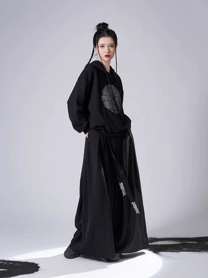 Song Dynasty Modern Hanfu Set with Hooded Jacket and Wide Leg Pants - Longding 龙鼎 (Preorder)