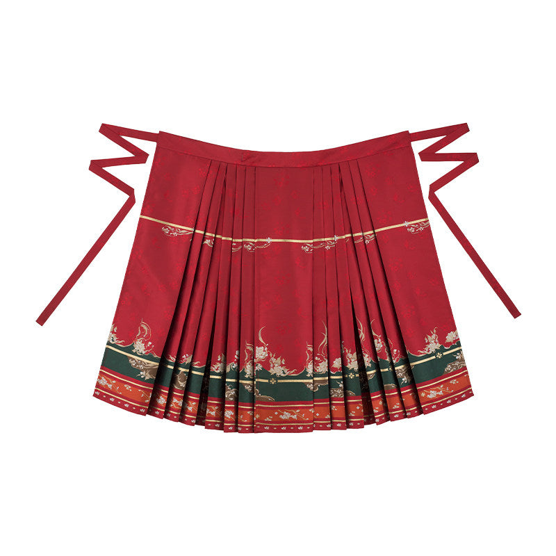 Ming Dynasty Wedding Hanfu Set with Xiapei & Mamian Skirt | Floral Union 花缔良缘