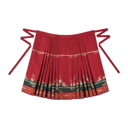 Ming Dynasty Wedding Hanfu Set with Xiapei & Mamian Skirt | Floral Union 花缔良缘