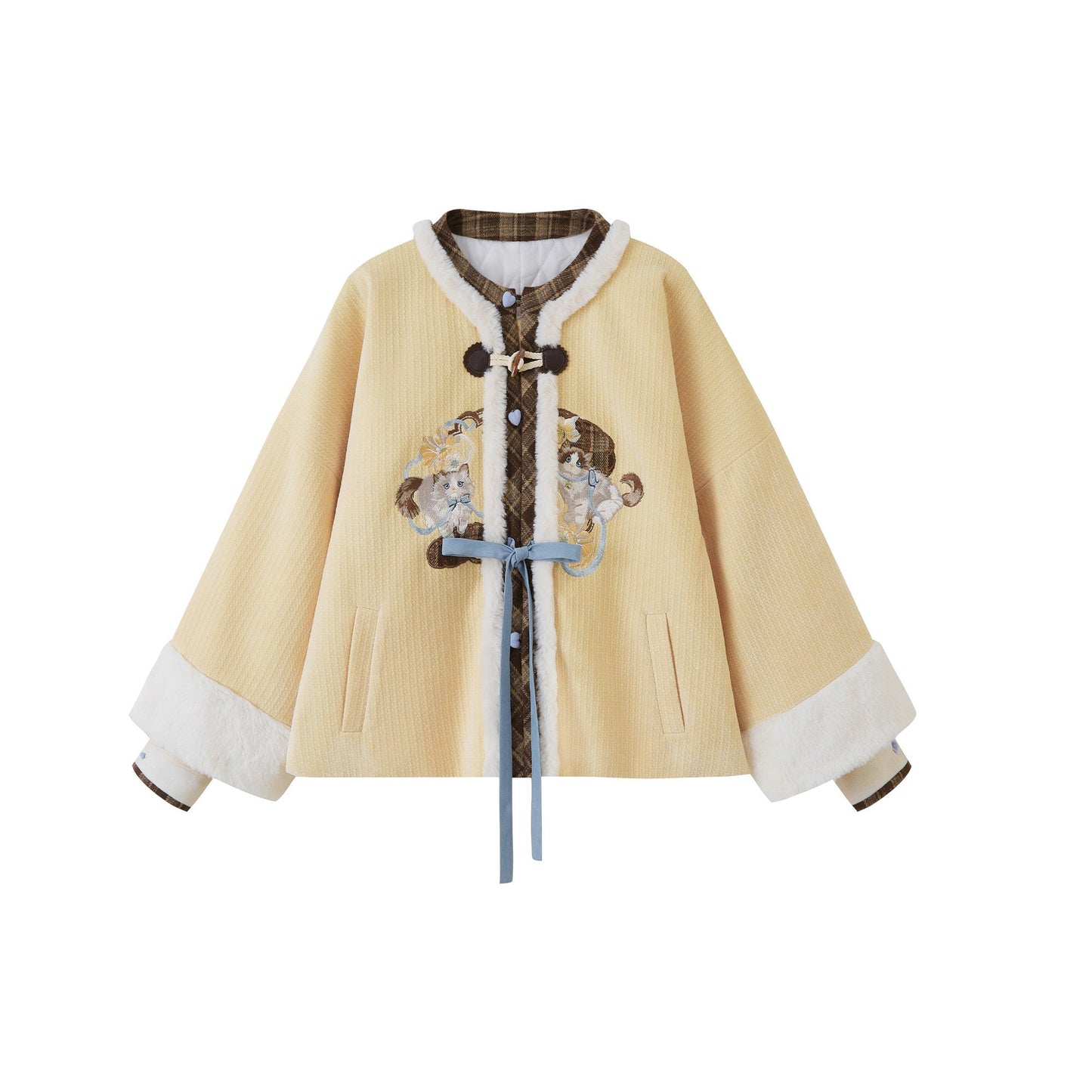 New Chinese Style Coat and Wide Leg Pants - Puppet Custard 布偶奶黄包