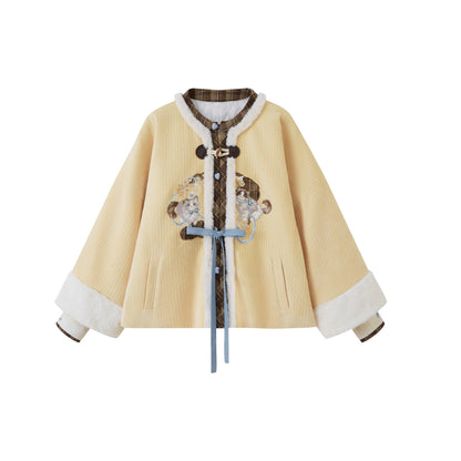 New Chinese Style Coat and Wide Leg Pants - Puppet Custard 布偶奶黄包